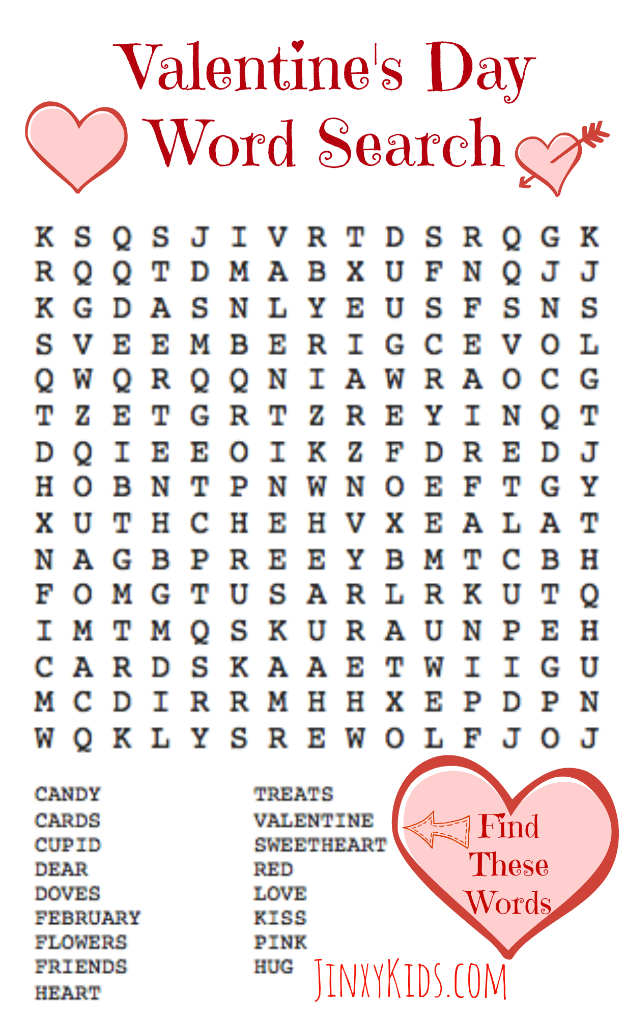 Valentines Day Word Search | Valentines Day Words