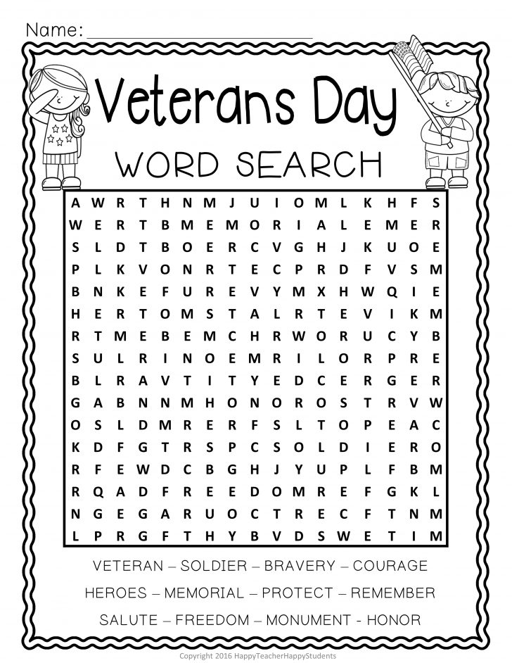 Veterans Word Search Printable