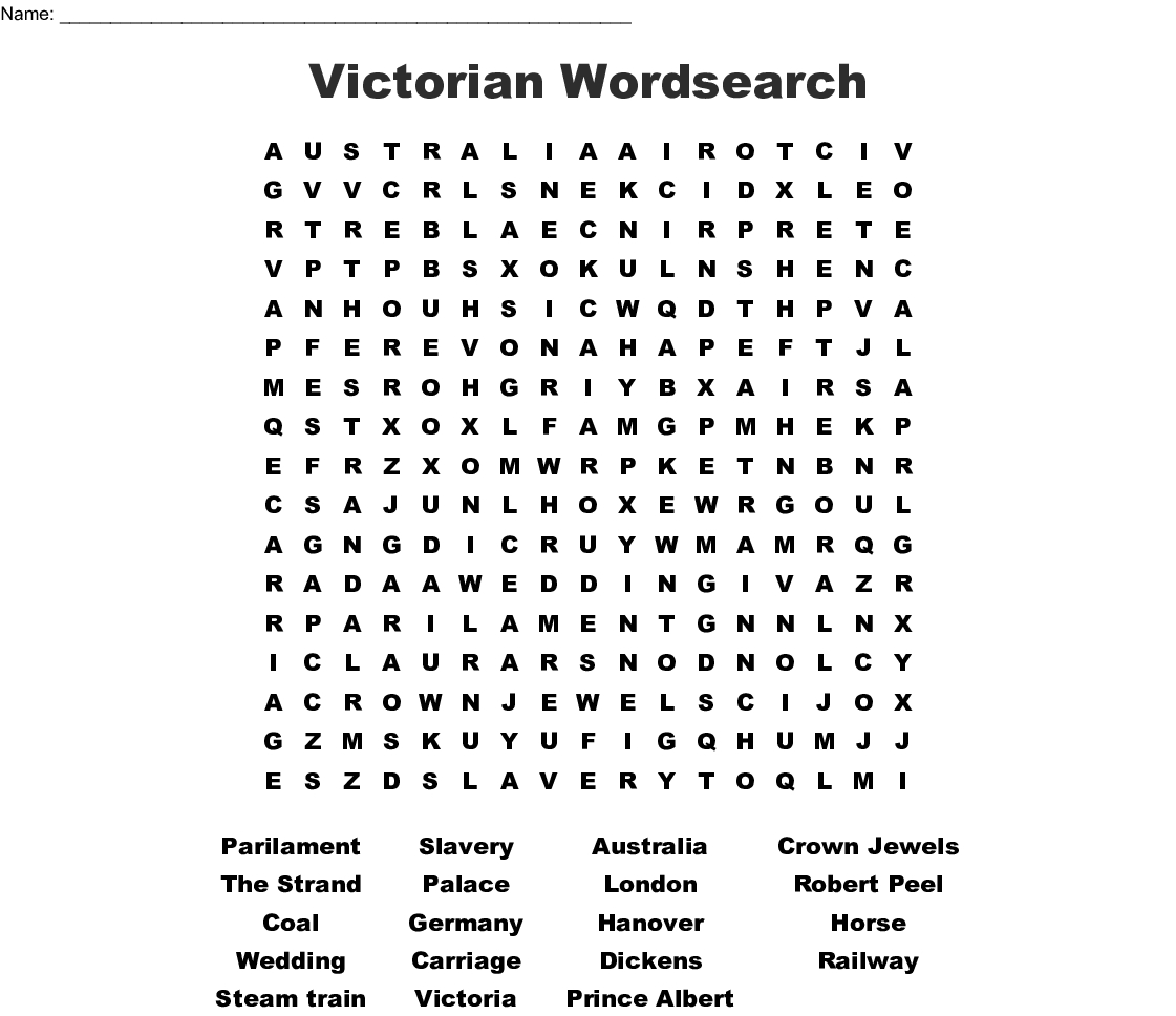 Victorian Wordsearch - Wordmint