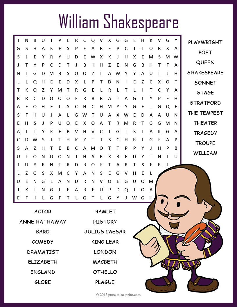 Who Was William Shakespeare? Word Search Fun | William