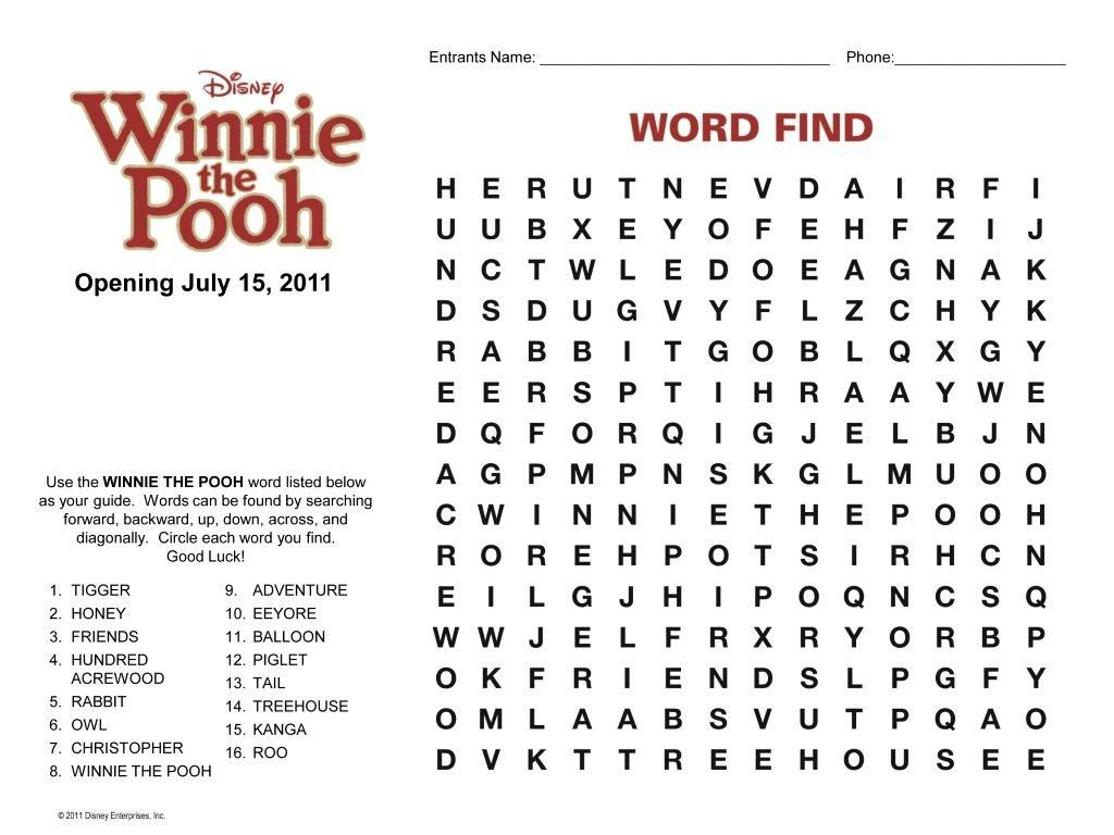 Winnie The Pooh Word Finds - Google Search | Word Find