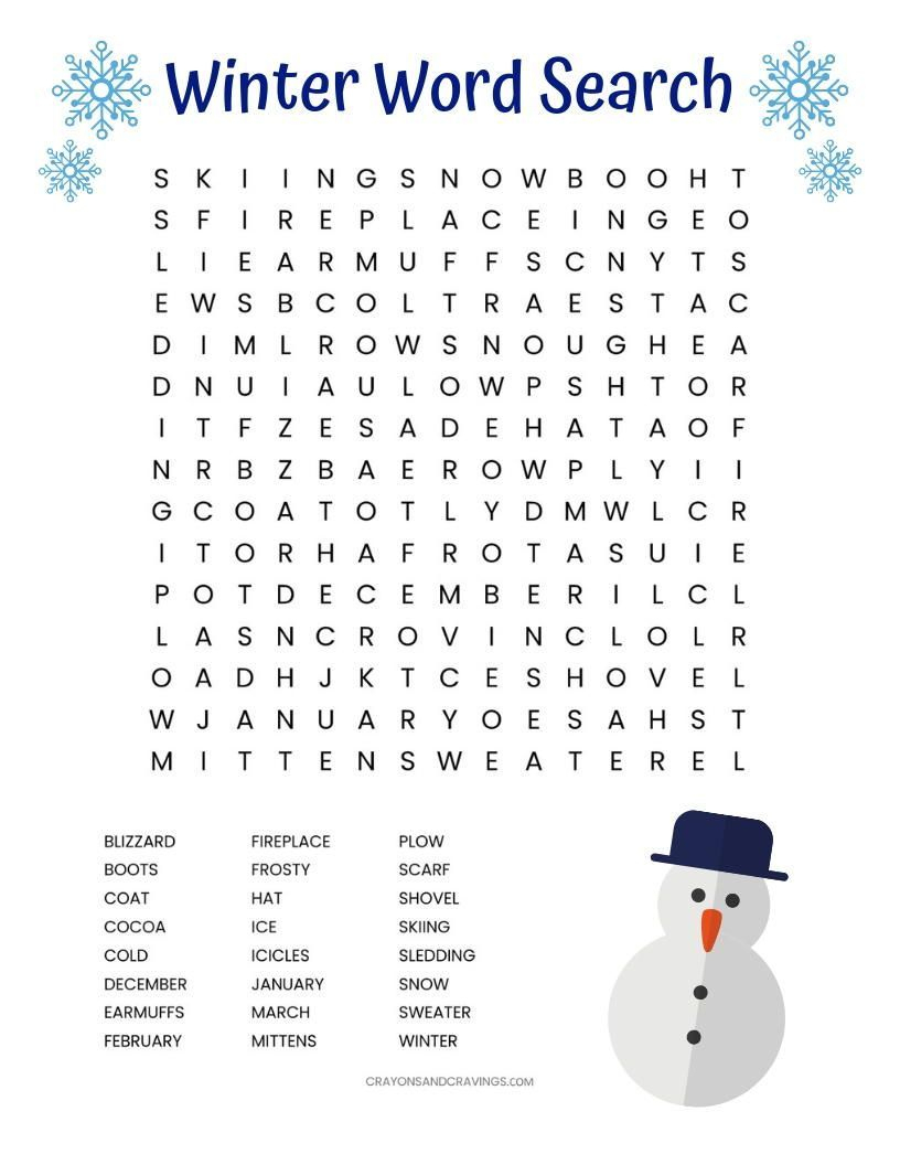 Winter Word Search Printable | Winter Words, Winter