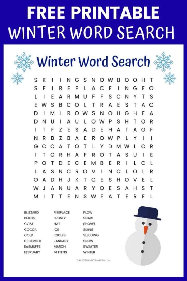 January Word Search Printable