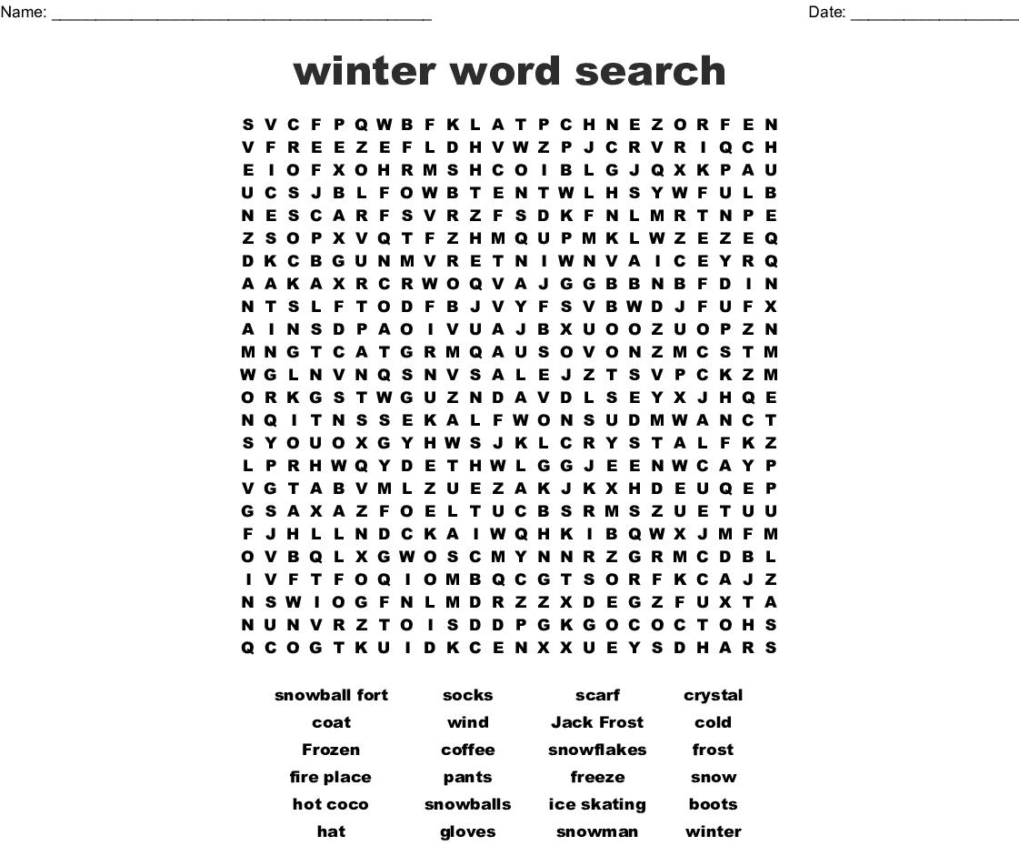 Winter Word Search - Wordmint