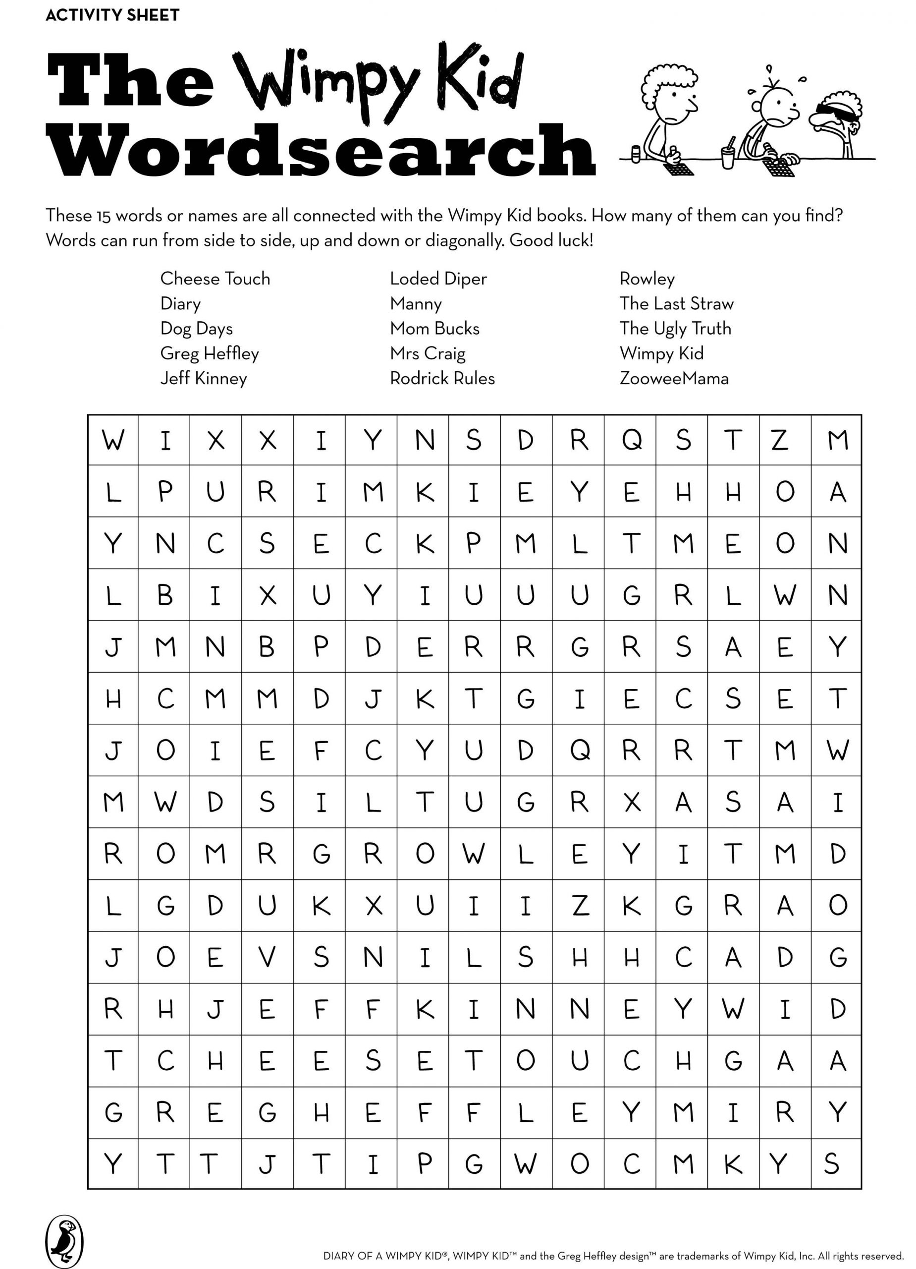 Wkword-Act-Puz-827572 | Wimpy Kid Books, Kids Word Search