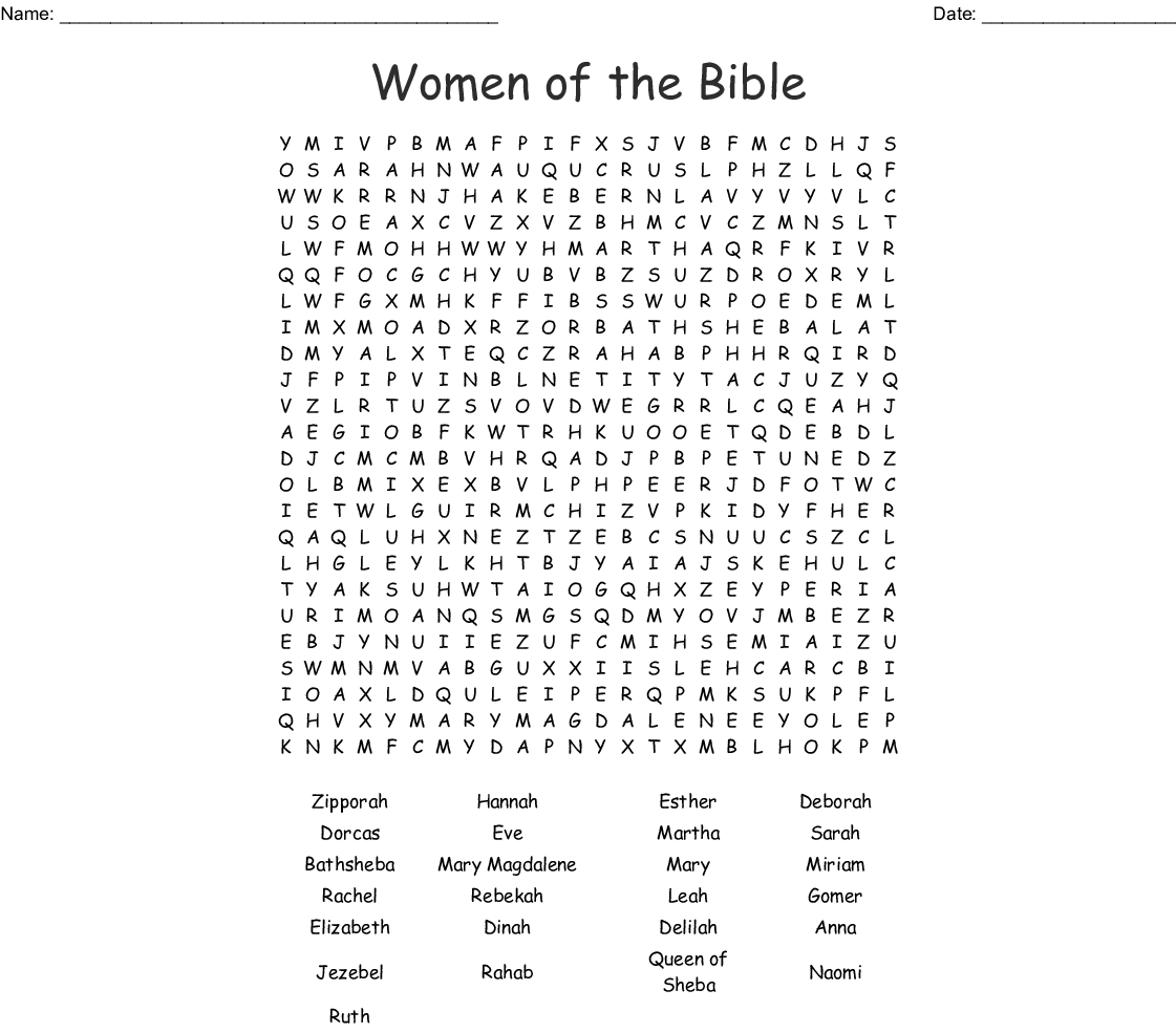 Women Of The Bible Word Search - Wordmint