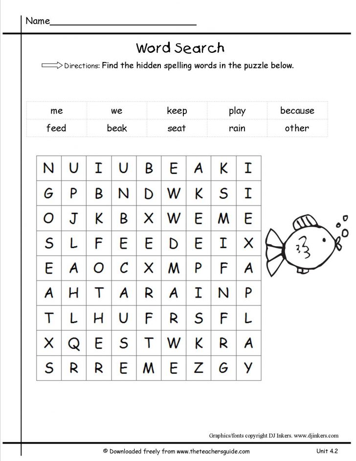 Printable First Grade Word Search