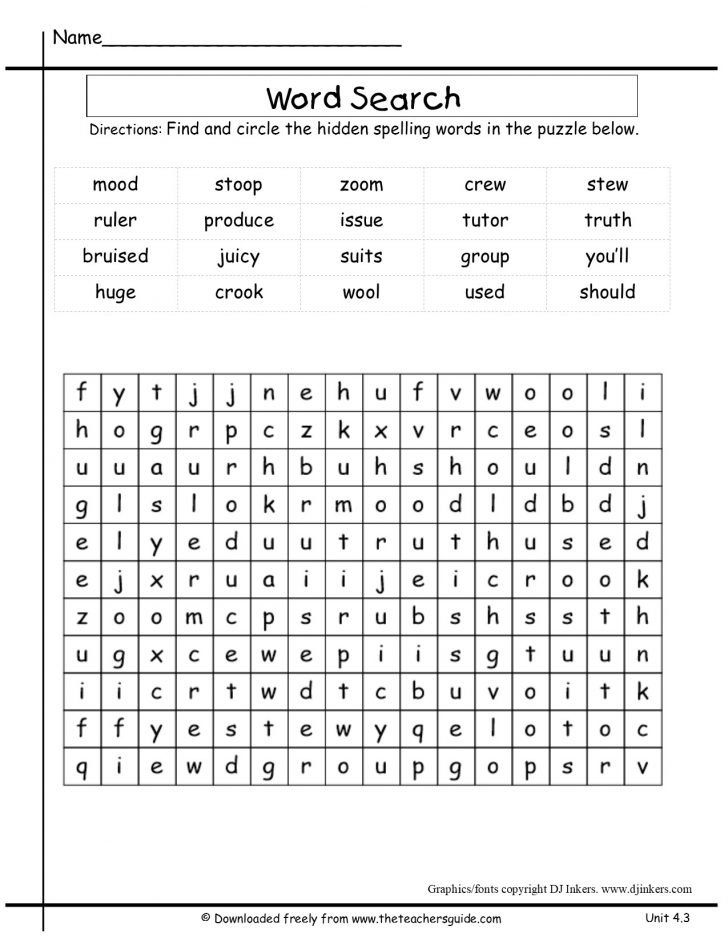 Word Search Printable For 4th Grade