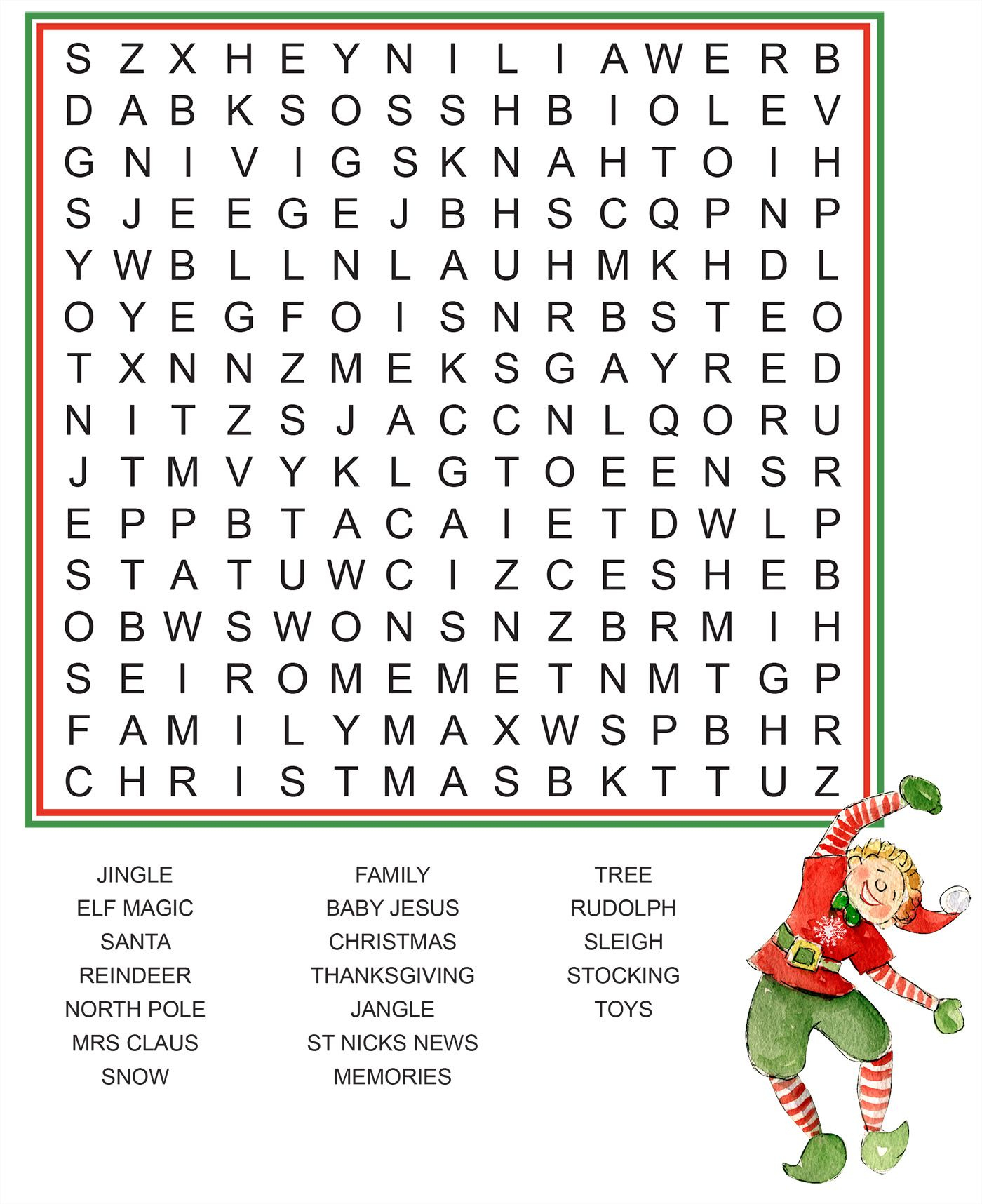 Word Search - Elf Ideas From The Elf Magic Elves | Elf Magic