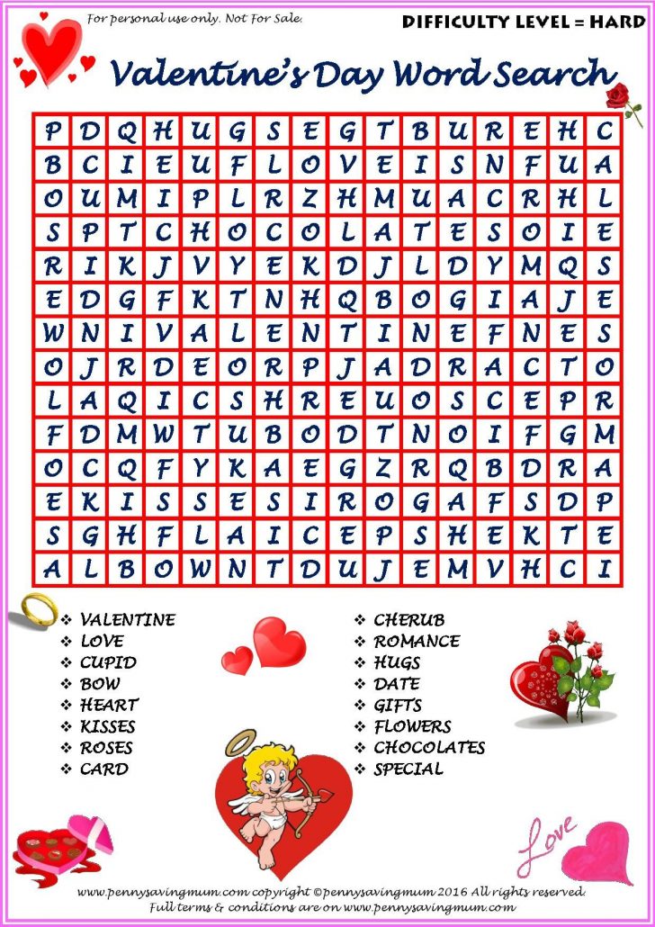 Spanish Valentine's Day Word Search Printable