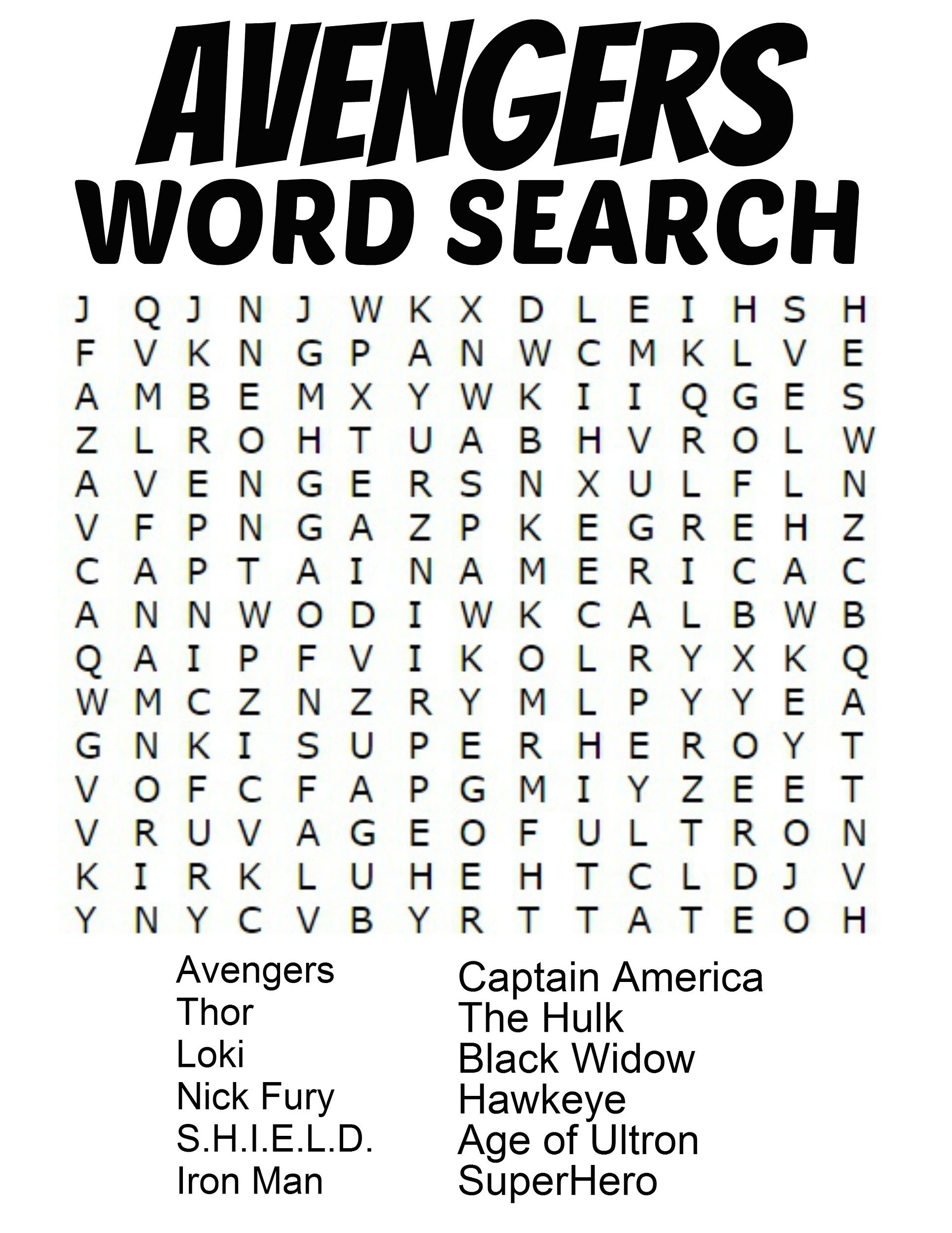 Marvel Word Search Printable Word Search Printable Gambaran