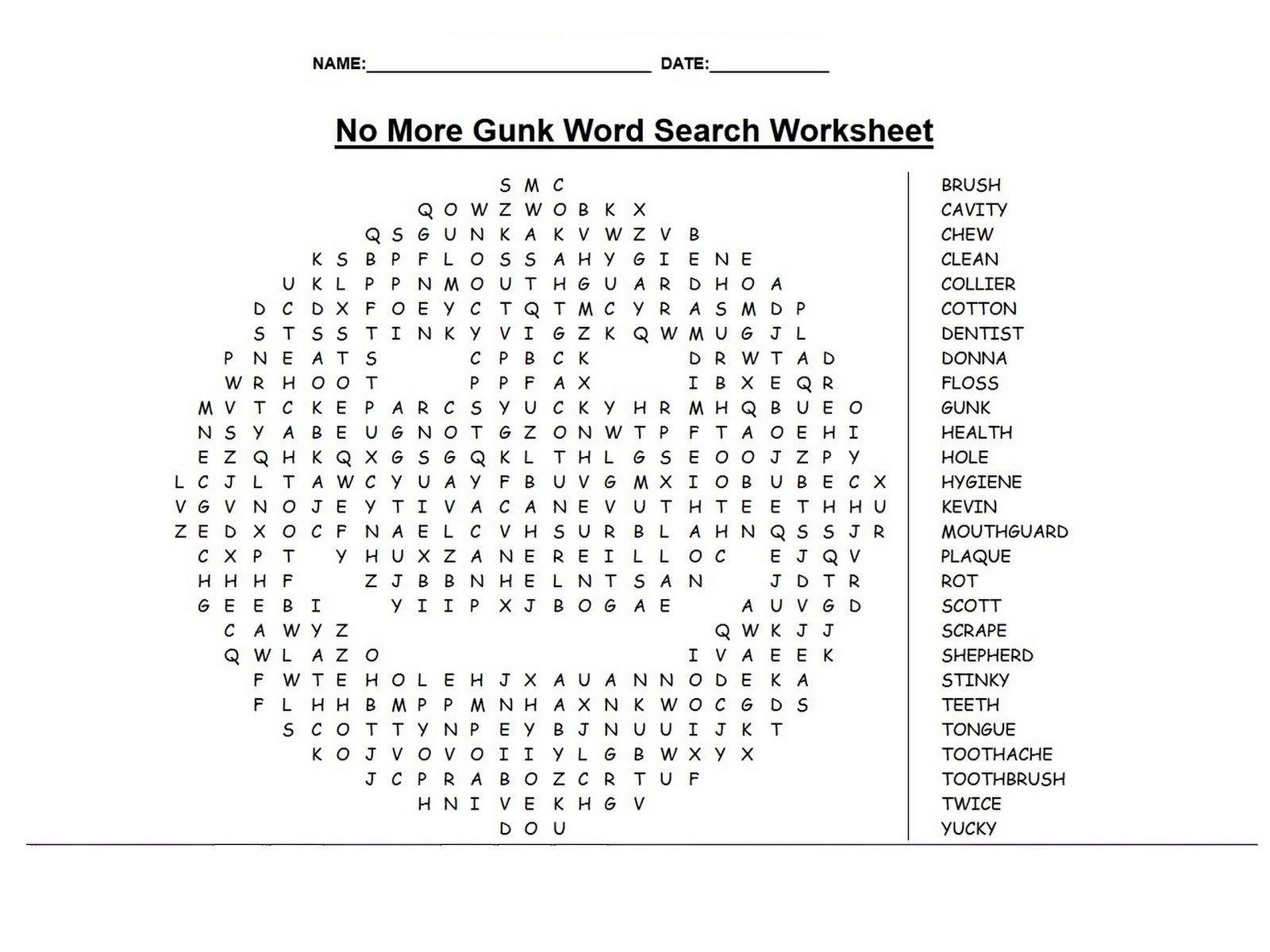 Word Search Worksheets For Brain Activity | Coloring Pages