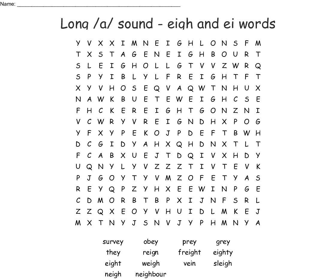 Words With Long Vowel Sounds Word Search - Wordmint