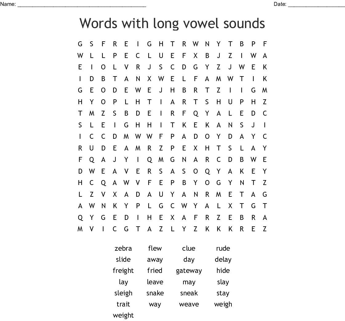 Words With Long Vowel Sounds Word Search - Wordmint