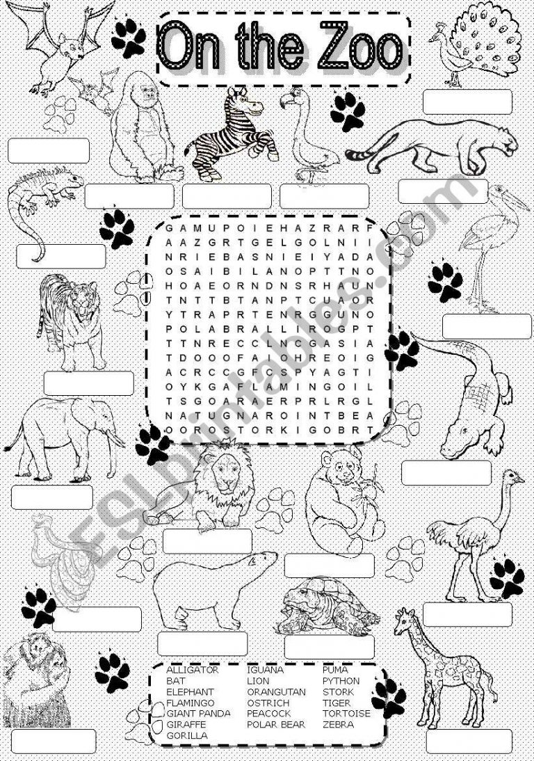 wordsearch zoo animals esl worksheetim lety word search printable