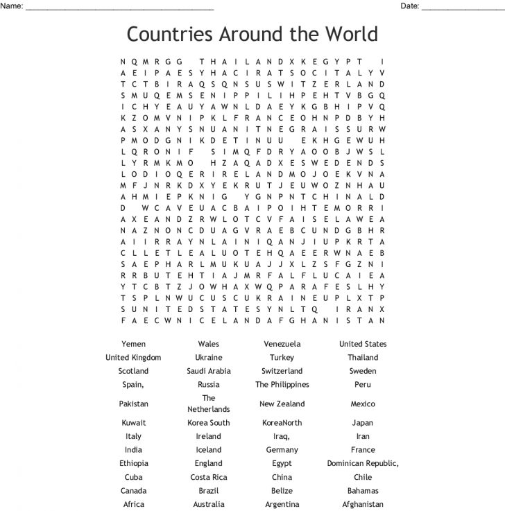 World Geography Word Search Printable