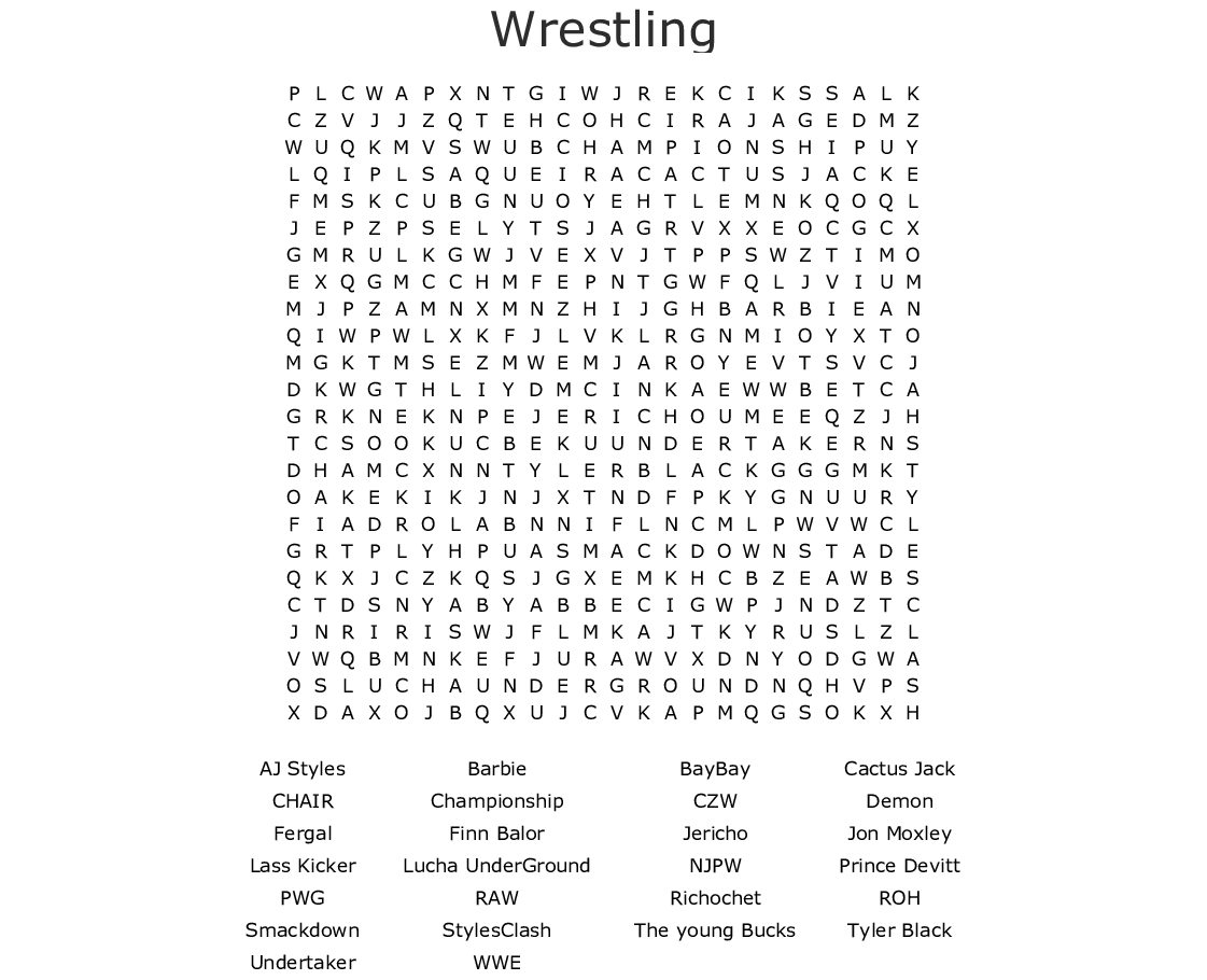 Wrestling Word Search - Wordmint
