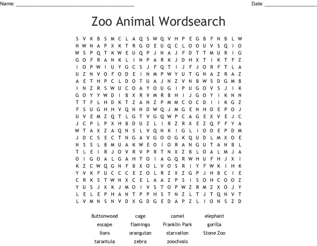 zoo animal wordsearch wordmint word search printable